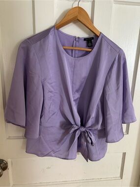 Ann Taylor Tie-Front Blouse NWT Vibrant Purple Colour